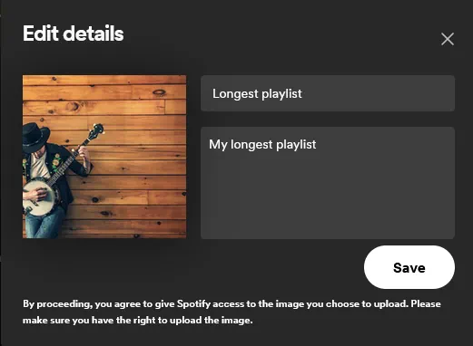 Image showing the Spotify change playlist image dialog