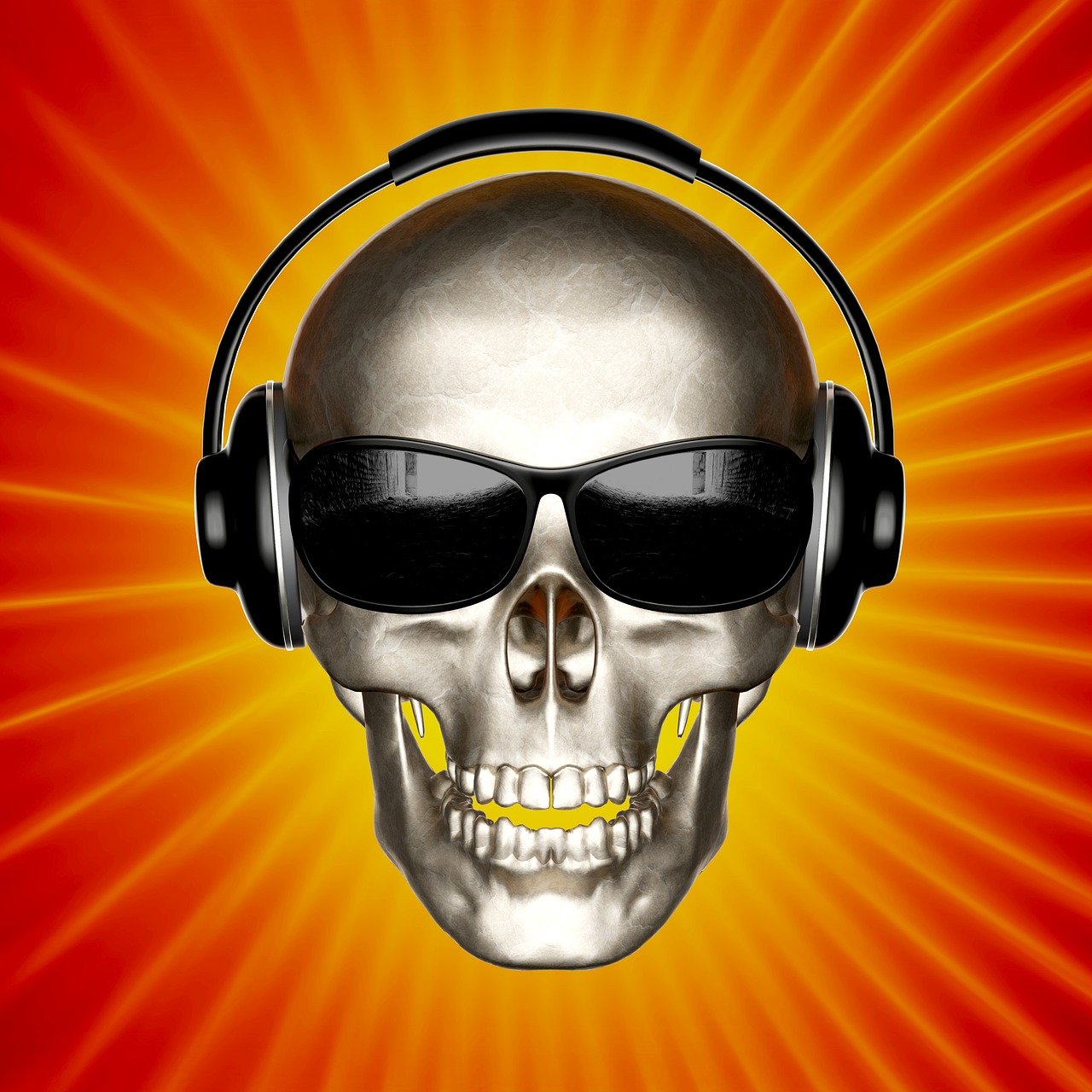 skeleton with shades and headset custom art